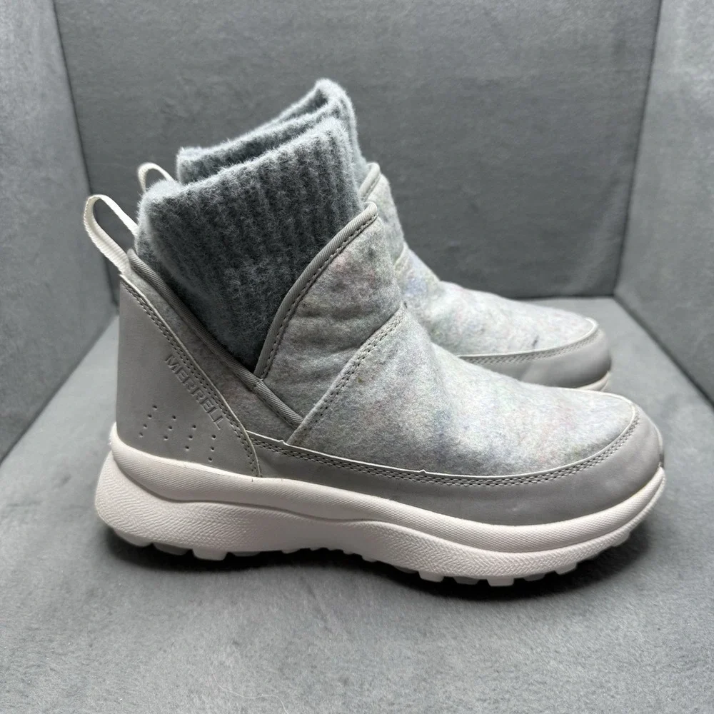 Merrell Cloud Renew Bluff snow boots women's size 6 grey blue Wool Felt sneakers